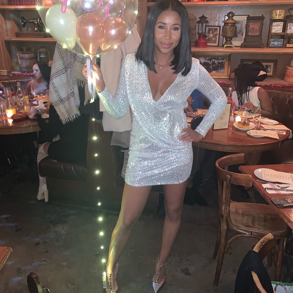 Silver sequin mini dress